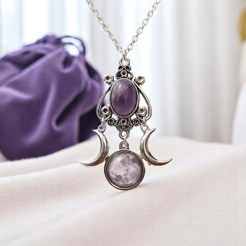 Triple moon goddess necklace - triple,