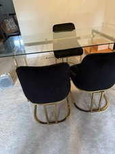 Black Velvet Dinning Chairs Set of 3 - Chairs Only