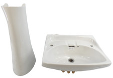 Armitage Shanks Ware Basin Antique Full Pedestal 550mm Wide 2 Tap Traditional UK