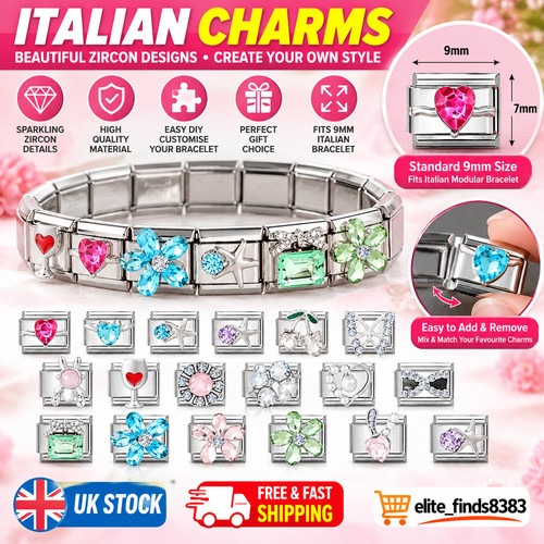 Zircon italian charms - zircon, 9mm