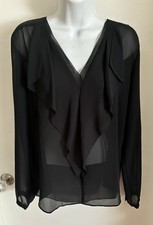 Ann Taylor Black Sheer Ruffle