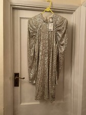 New H&M Silver Sequin Long