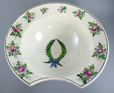 ANTIQUE OPAQUE SURFINE CERAMIC BARBERS SHAVING BOWL