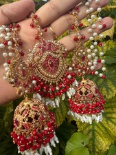 wedding jewlerry_red jewlerry_jhumke tikka set with sahara_indian jewlerry