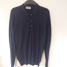 John Smedley - Long Sleeve Polo - Navy Blue