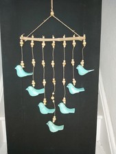 HANDMADE WOODEN HAND CARVED BIRD HANGING MOBILE