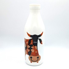 Vintage Kenneth Townsend Happy Cow Egizia Italy Milk Glass MCM Bottle 1 Litre