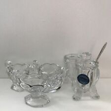 DAVIDSON & CO CHIPPENDALE GLASS SALTS AND MUSTARD POT ART DECCO