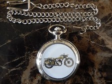 NORTON MOTORCYCLE CHROME POCKET WATCH WITH CHAIN