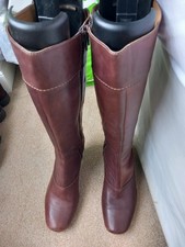 Ladies Clarks Tall Extra Wide Calf Brown Leather Boots