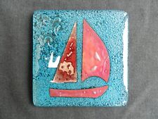 Jo Downs glass Boat and bubble coaster x 1. 2 Available