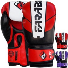 FARABI Leather Boxing Gloves Sparring Training Punch Bag MMA Mitts 10OZ to 16OZ