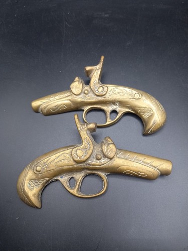 Vintage brass pistol wall - vintage,