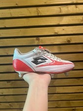 Lotto Zhero Evolution Vintage Mens White Red Football Boots Cleats Shoes UK 6