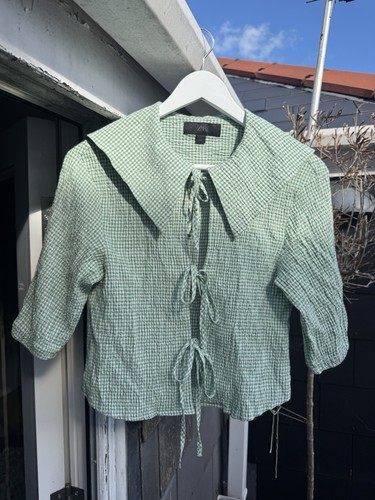 Zara green white gingham - green,