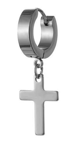 Silver cross drop - silver, earring
