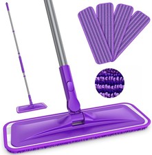 Microfibre Mops for Cleaning Floors - BPAWA Flat Floor Mop with 4 Washable Pads