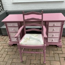 Desk And Chair 9 Drawers 140cm Wide 49cm Deep 74 Cm High Shabby Chic