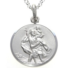 Mens Sterling Silver St Christopher pendant necklace with 20" chain and gift box