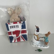 Beatrix Potter Peter Rabbit Gund Soft Toy & Snow Rabbit Figurine 2 Pack Damaged