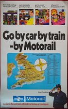 GO BY CAR BY TRAIN BY MOTORAIL BR ROUTES MAP ARTWORK POSTER ORIGINAL 1970s?