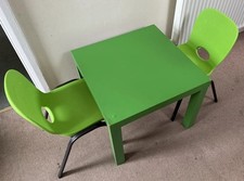 IKEA Children’s Table And 2 x Chairs Green