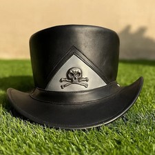 Handmade Black Leather Top Hat