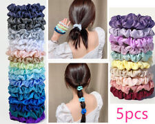 5PCS Strong Satin Silk Scrunchies women Hair Ties Thick Elastics Bobbles Bands