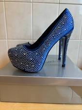 blue platform heels, Occasions By Casandra Size 6  Diamante  covered