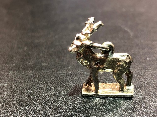 Silver stag charm - silver,