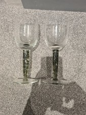 Denby Glass Jet Black Stem  Wine Goblets /  Glasses X2