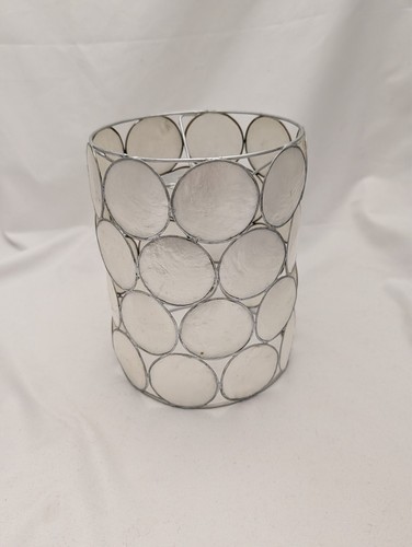 Vintage capiz round shell lamp - shell,