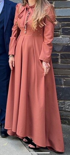 Pink long dress - , pearls