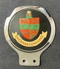 CAERNARVONSHIRE WALES WELSH CRESTED VINTAGE RADIATOR GRILLE CAR BADGE BAR EMBLEM
