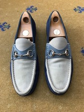 Gucci Suede Blue Beige Silver