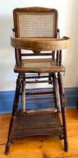 Rare, Stunning Antique Metamorphic Mahogany And Cane High Chair