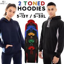Adults Kids Mens Ladies Unisex Team Hoodie 2 Toned Pullover Hooded Sweatshirt 