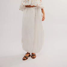 Free People Picture Perfect Parachute Long Skirt Drawstrings White Size M