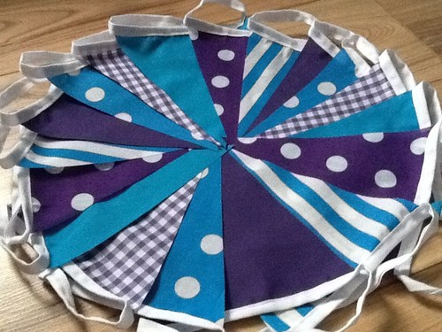 Handmade fabric bunting turq - handmade, &