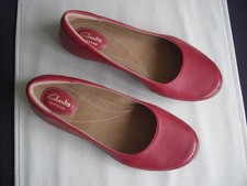 Clarks Autumn Sun Leather Shoes Artisan Ballet Flats UK 5 Red New
