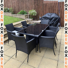 Large Rattan Dining Table and Chairs Set 6 Seater Patio Garden Furniture Seating