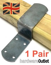2 x BARRICADE Brackets (1 Pair) NO FINISH PLAIN MILD STEEL  4" x 2" UK Made