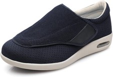 Mens Slip-On Diabetic Shoes Easy-On Wide Fit Shoes - Navy Blue - Rapid Delivery