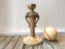 Antique vintage cast metal boudoir lamp base flower basket 6.5 inch