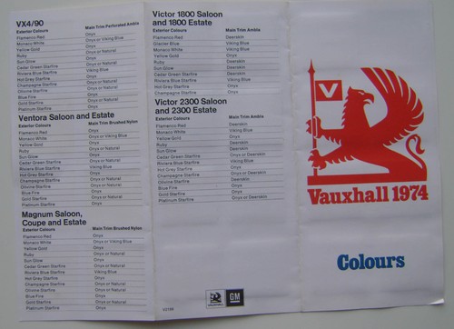 Vauxhall colours 1974 - 1974, brochure