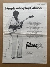 SANTANA PLAYS GIBSON POSTER SIZED original music press advert from 1976 (creased