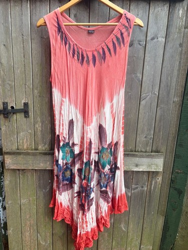 Coral tie dye boho maxi - tie, dress