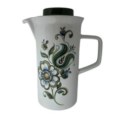 Vintage Johnson Brothers Snowhite Loreto Coffee Pot Green MCM 60s 70s Kitchen