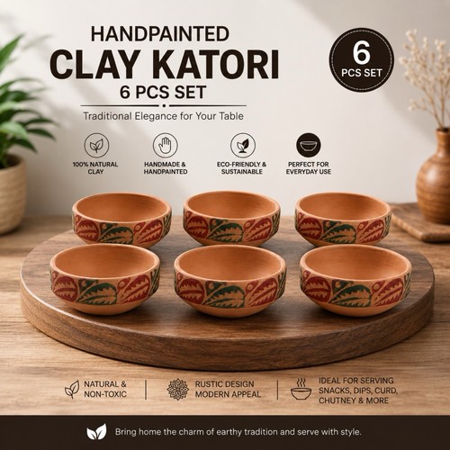 Handmade clay katori - handmade, katori-serving