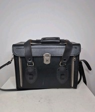 Vintage Retro Large Leather Style Briefcase Camera Hard Carry Case Satchel Black